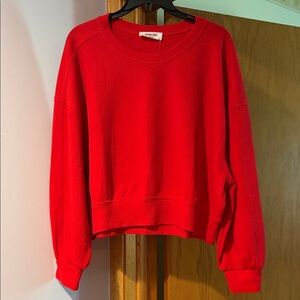 Double Zero Bright Red Crewneck thermal/waffle lightweight Sweatshirt